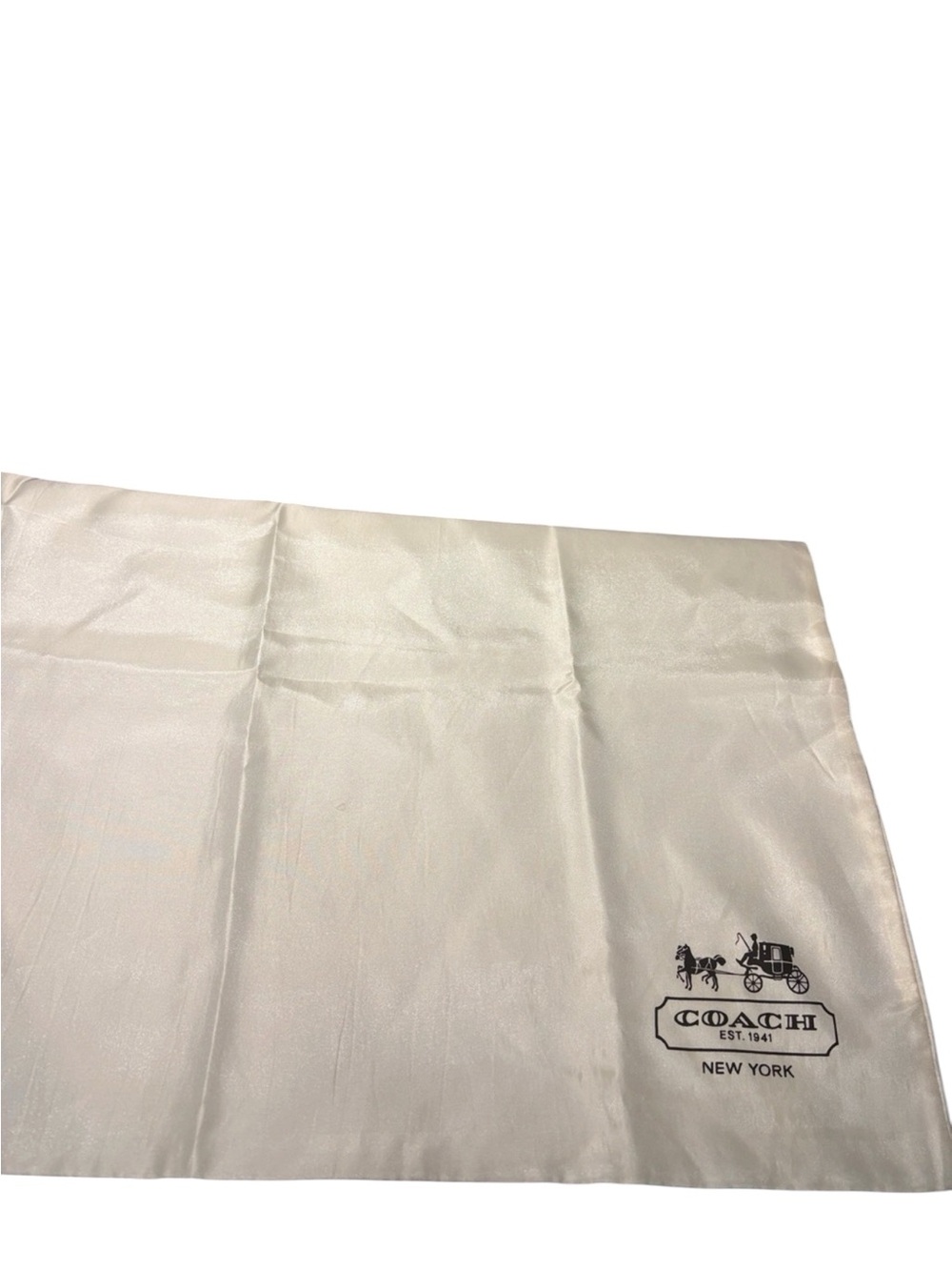 Coach XL White Satin Drawstring Dust Bag Handbag Storage Cover 23" x 19"
